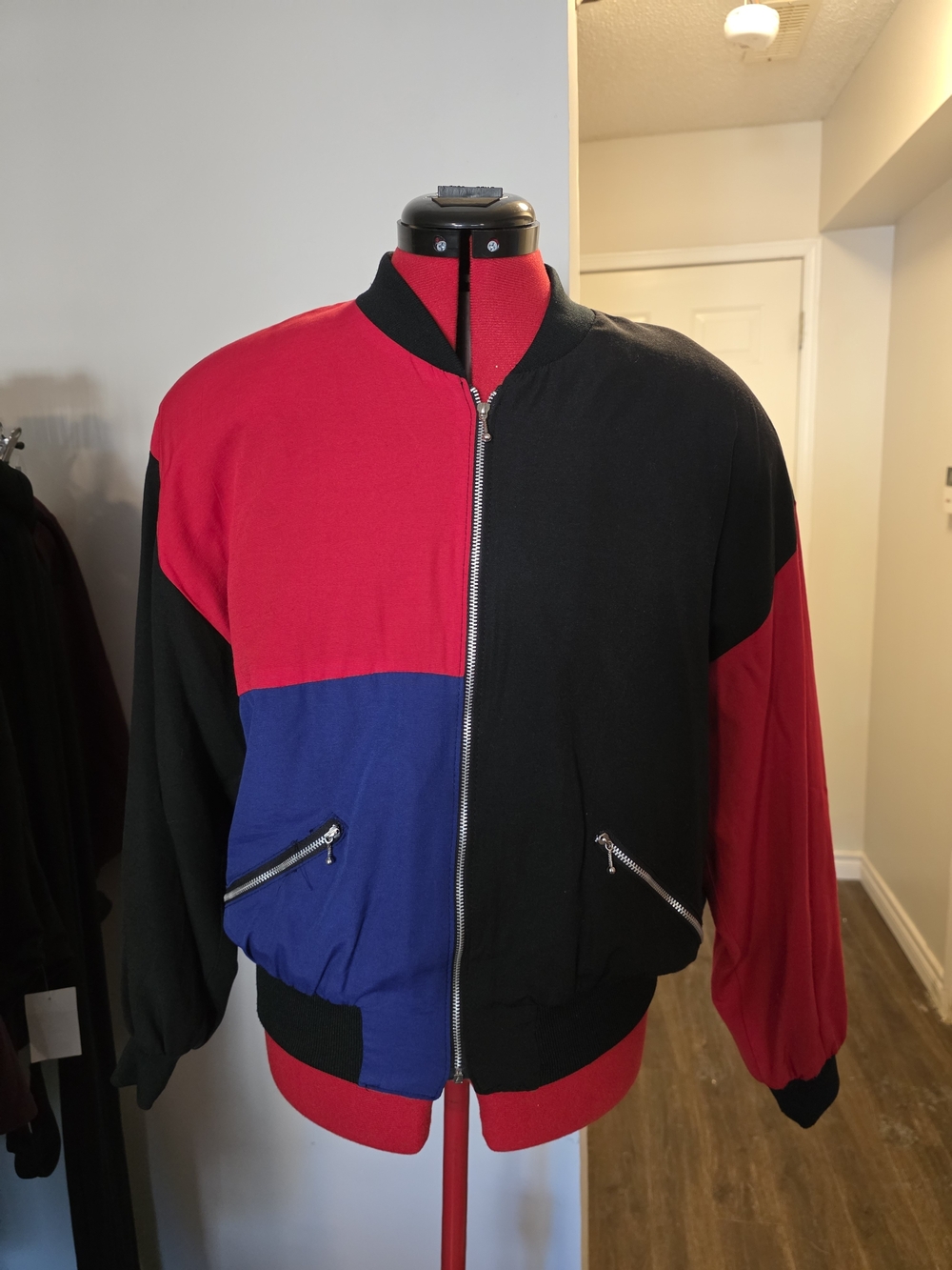 Vintage Late 80s Colorblock Bomber Jacket